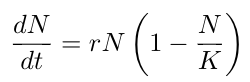 dN/dt = rN (1-N_A/K_A}\right)